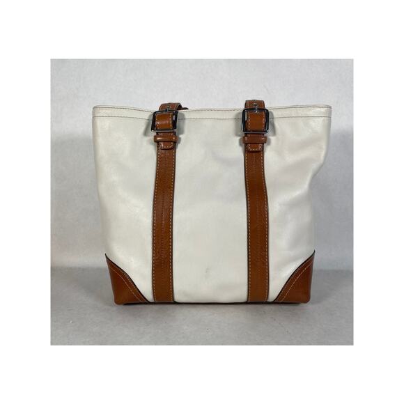 Coach Handbags - Coach Hampton Leather Bucket Tote Shoulder Bag F11201 Off White/Tan MSRP $398